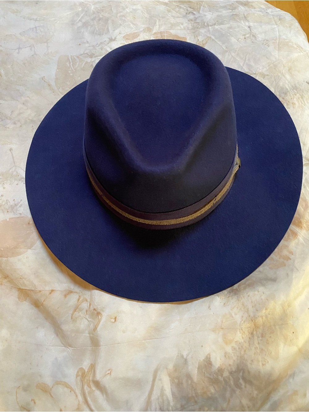 Goorin Bros Navy Wide-Brim Wool Fedora with Blue Trim